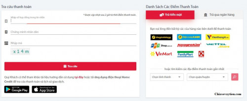Hướng dẫn tra cứu Thanh toán Home Credit
