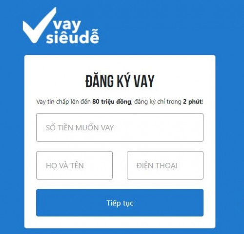 Vay Siêu Dễ (Vaysieude.com) hạn mức lên đến 80 triệu đồng