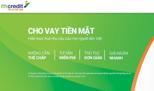 Vay tiền mặt MCredit hạn mức lến 70 triệu đồng