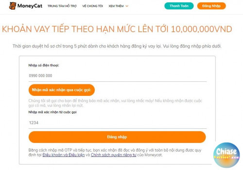 Vay lại lần 2 Moneycat được bao nhiêu tiền mới nhất 2025