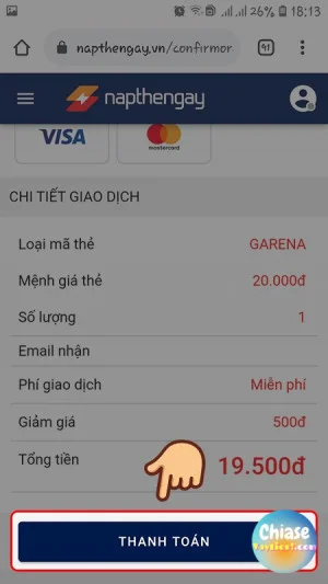 Nạp thẻ Garena trên MOMO