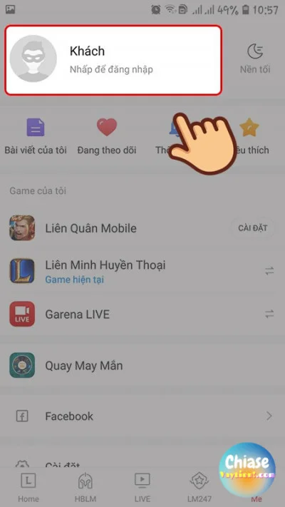 Đăng ký tài khoản trên App Garena 3