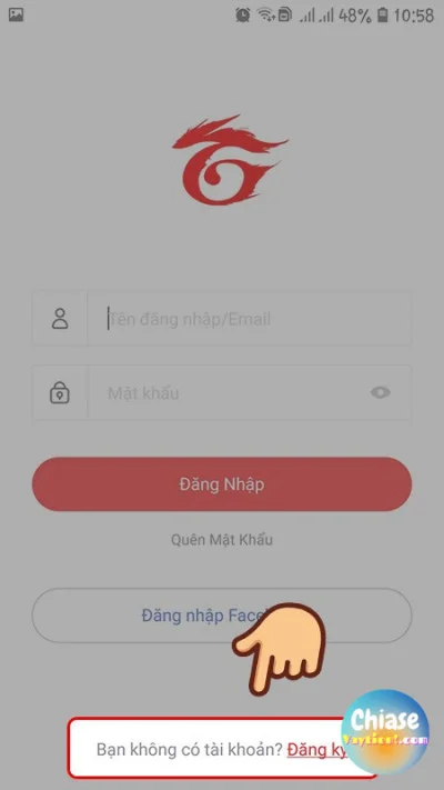 Đăng ký tài khoản trên App Garena 4