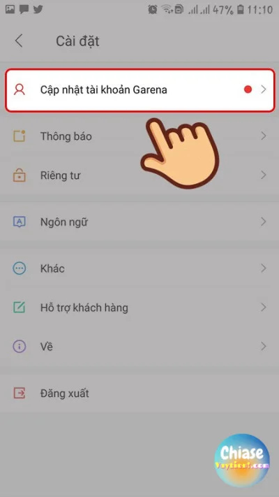 Đăng ký tài khoản trên App Garena 12