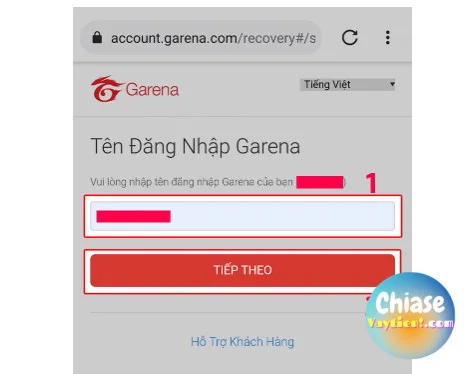 Quên tên đăng nhập Garena