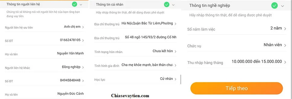 Nhập thông tin khoản vay Uvay