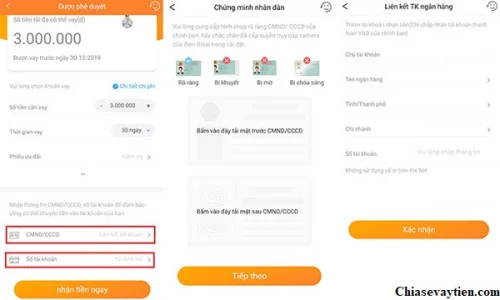 Nhập thông tin nhận tiền vay Uvay