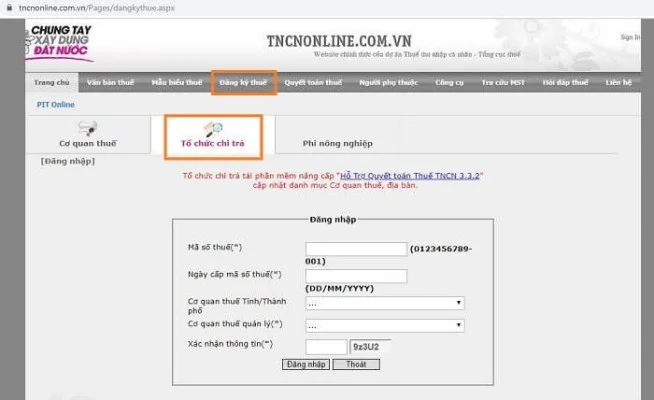 Nộp hồ sơ qua mạng đăng ký mã số thuế cá nhân