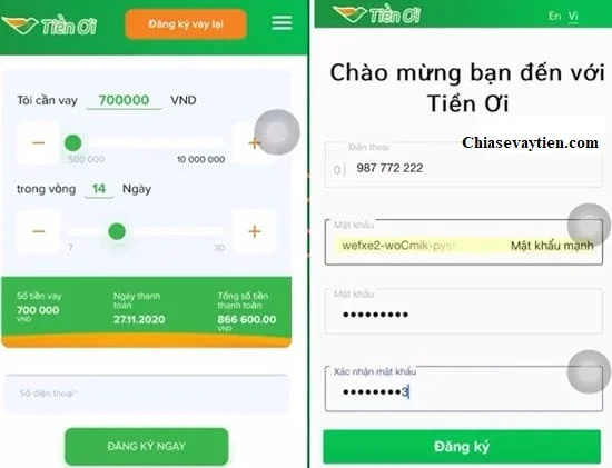 Đăng ký vay tiền trên Web Tiền Ơi