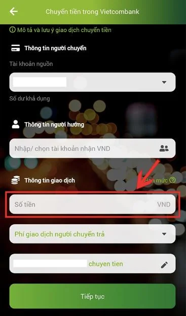 Chuyển tiền Vietcombank trên điện thoại