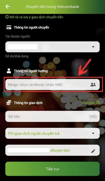 Cách chuyển tiền ngoài Vietcombank trên điện thoại