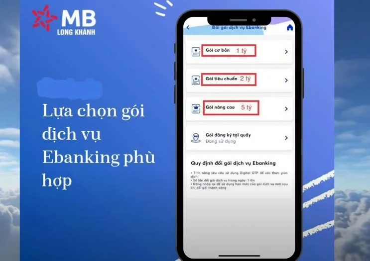 Nâng hạn mức chuyển tiền MBBank