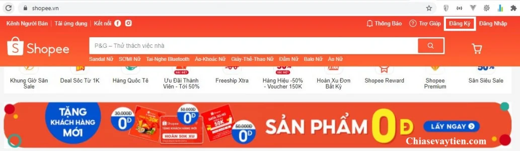 Đăng ký tài khoản Shopee