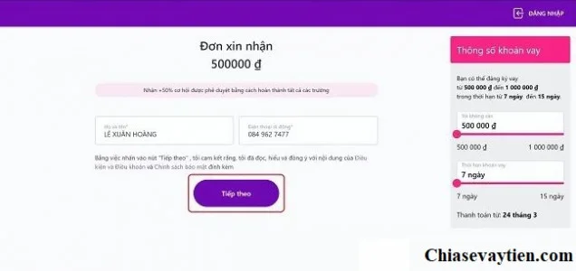 Đăng ký vay tiền Online Takomo