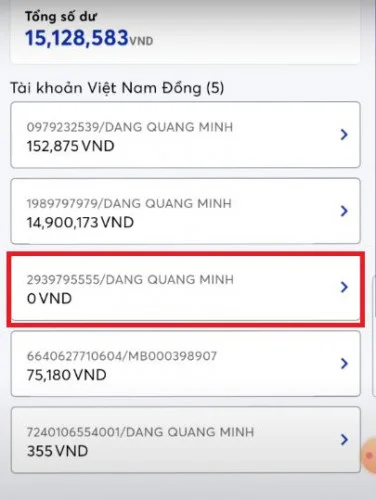 Xoá tài khoản MB Bank