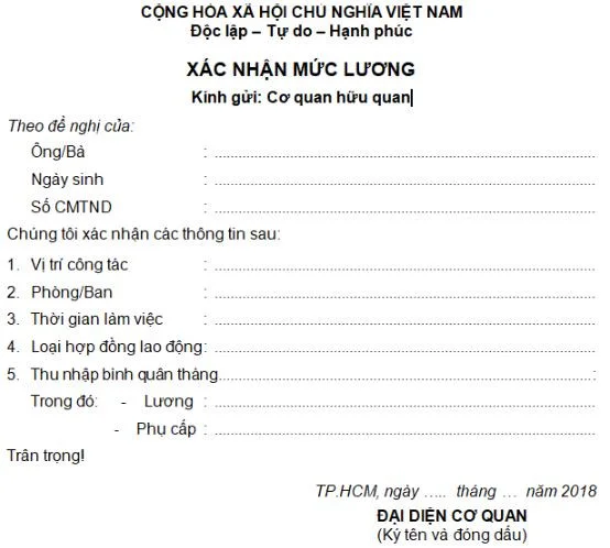 Mẫu xác nhận lương 3 tháng