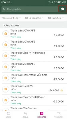 Xem thống kê giao dịch MOMO