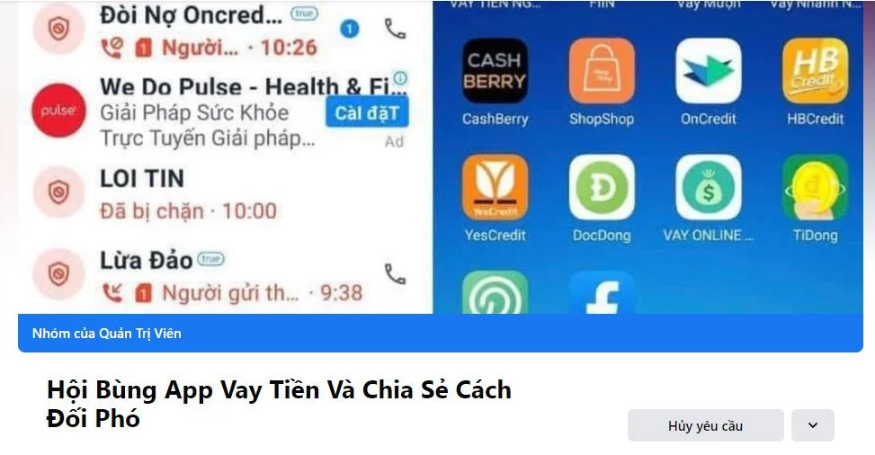 Hội bùng tiền app vay online có lượng thành viên lớn nhất