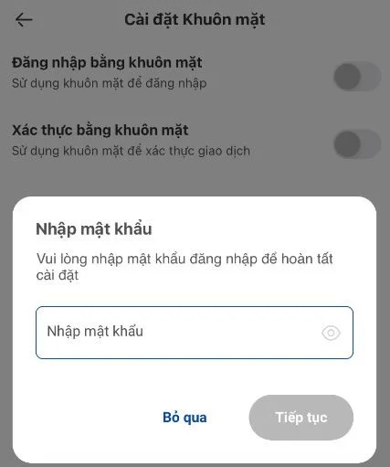 Xác nhận đăng nhập bằng khuôn mặt