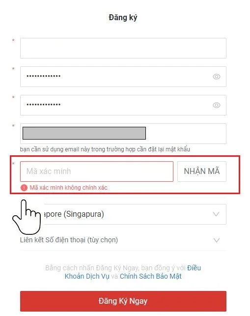 Đăng ký tài khoản Garena bằng Email