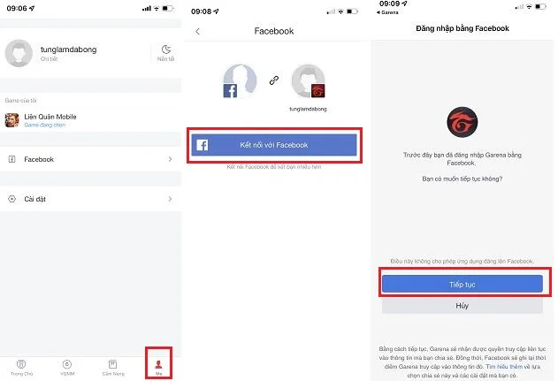 Đăng nhập Garena bằng Faceobok