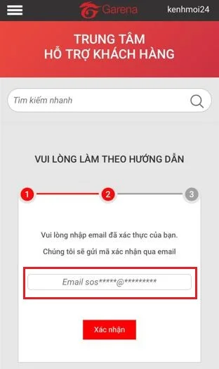 Xóa số điện thoại Garena