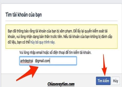  nhập địa chỉ email hoặc số điện thoại để xác minh danh tính