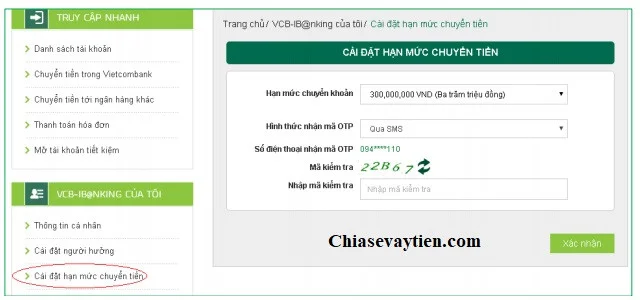 Đăng ký Internet Banking Vietcombank