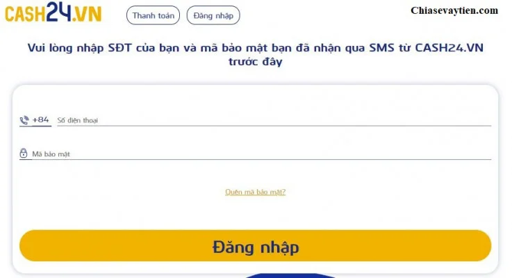 Cách vay tín chấp lần 2 Cash24