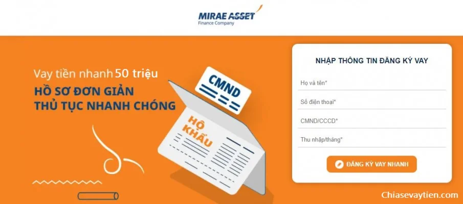 Cần vay 50 triệu lãi suất bao nhiêu Mirae Asset