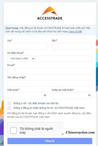 Đăng ký mở tài khoản Accesstrade