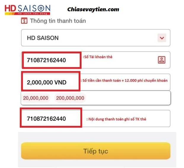 Đóng tiền trả góp HD SAISON ở đâu