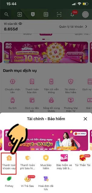 Tất toán khoản vay Home Credit qua MOMO