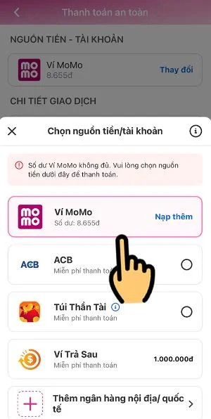 Tất toán khoản vay Home Credit qua MOMO