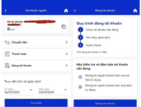 Xóa số tài khoản MB Bank cũ