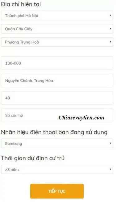 Thông tin địa chỉ - Vay tiền Robocash