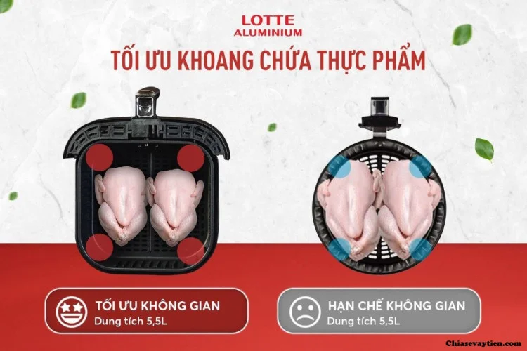 Tối ưu không gian với nồi chiên không dầu LOTTE