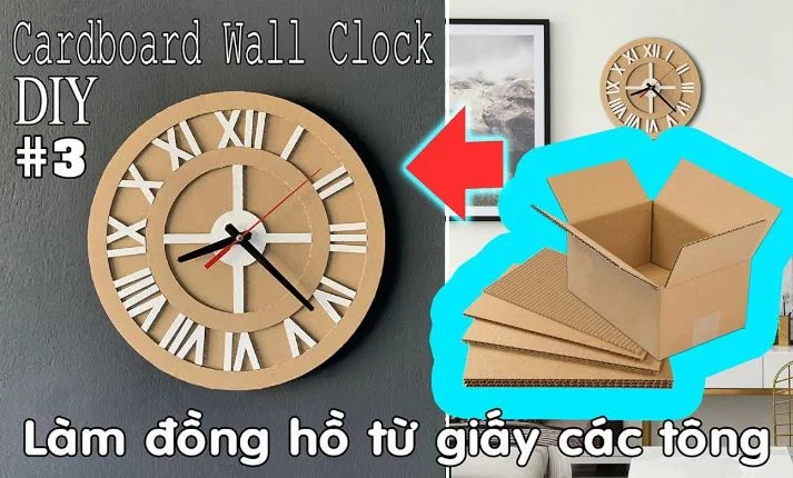 DIY - làm đồng hồ bằng bìa cac tông