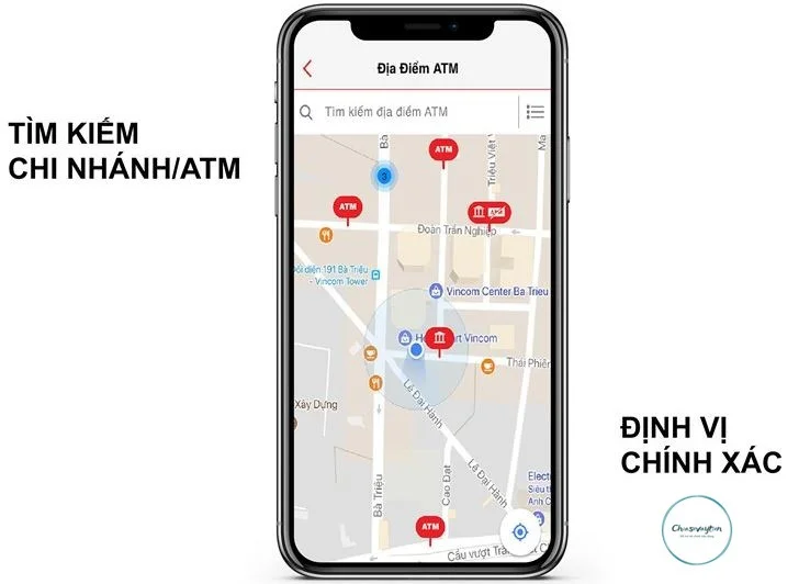 Tìm kiếm nhanh chi nhánh và ATM gần bạn