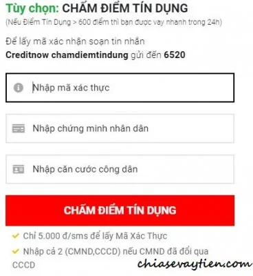 Thực hiện tính điểm tín dụng Credit Now