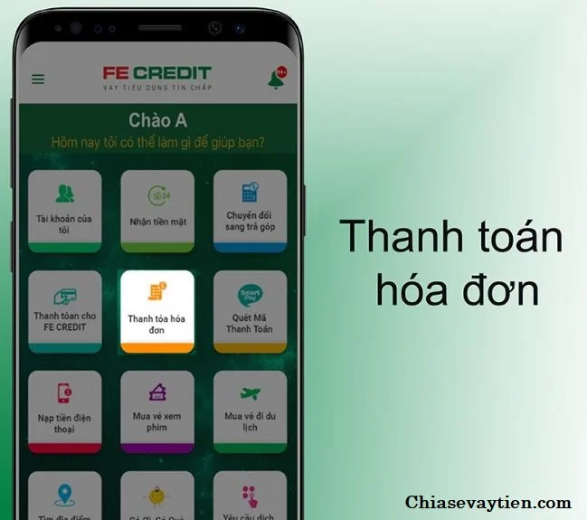 Thanh toán hóa đơn trên FE CREDIT Mobile