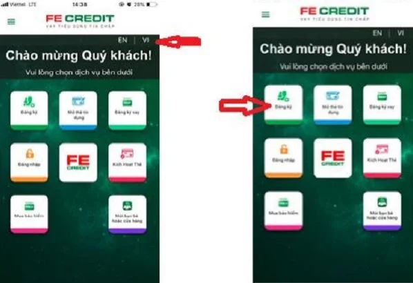 Đăng ký tài khoản mới trên FE CREDIT Mobile