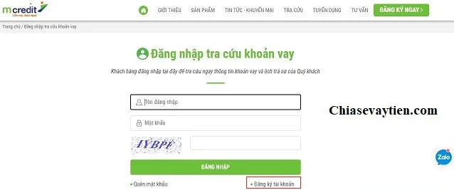 Tra cứu hợp đồng, tài khoản vay MCredit