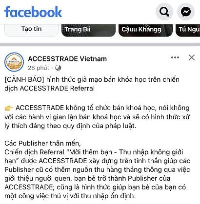 Accesstrade lừa đảo bán khoá học