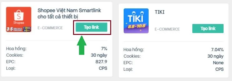 Tạo link liên kết Accesstrade