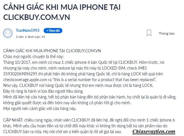 ClickBuy bị tố lừa đảo