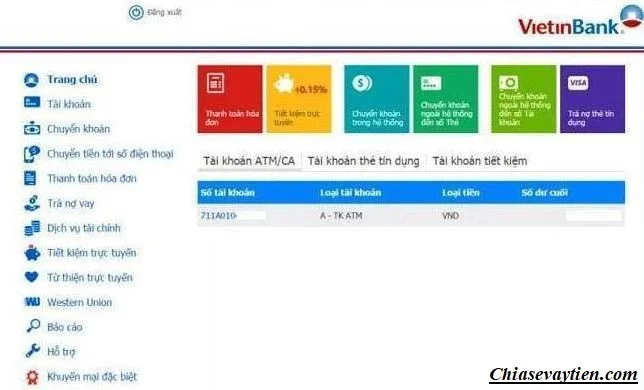 Kiểm tra số dư tài khoản Vietinbank