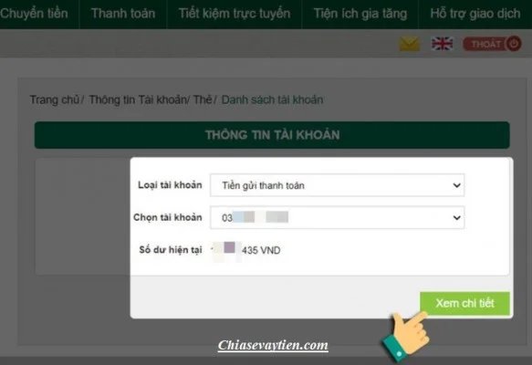 Kiểm tra số dư tài khoản Vietcombank