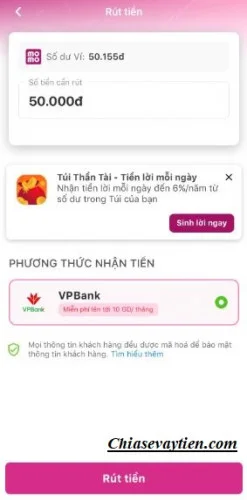 Rút tiền từ Ví điển tử MOMO