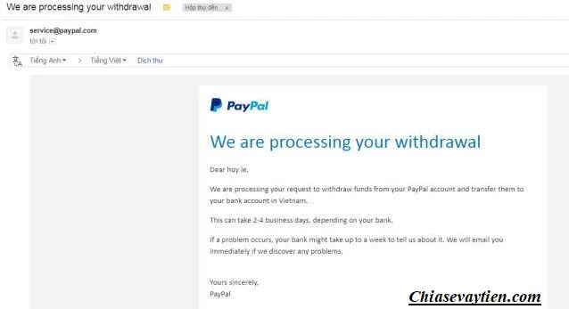 Rút tiền từ Paypal